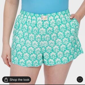 Roller Rabbit x Target Women's Stamped Floral Poplin Boxer Shorts- Teal. Size S